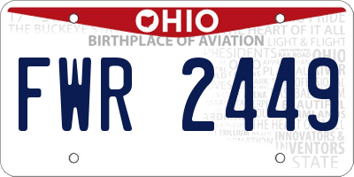 OH license plate FWR2449