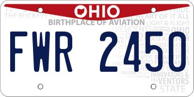 OH license plate FWR2450