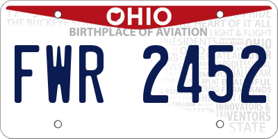 OH license plate FWR2452