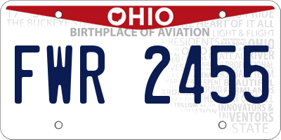 OH license plate FWR2455