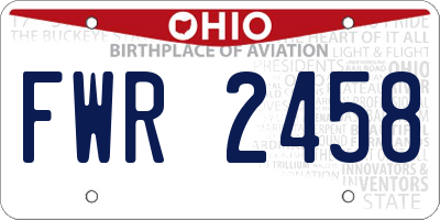 OH license plate FWR2458
