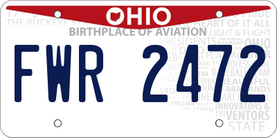 OH license plate FWR2472