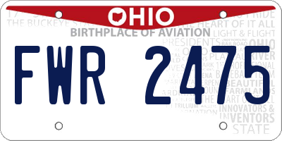 OH license plate FWR2475