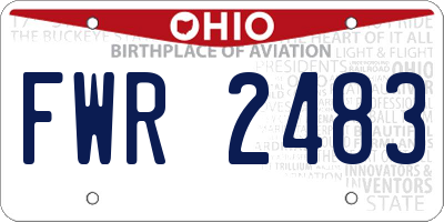 OH license plate FWR2483