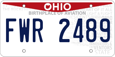 OH license plate FWR2489