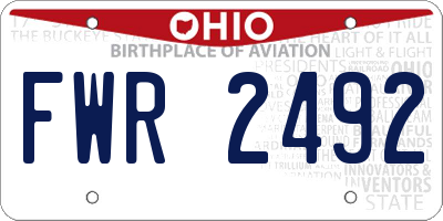 OH license plate FWR2492