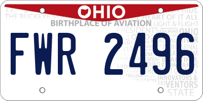 OH license plate FWR2496