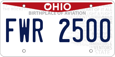 OH license plate FWR2500