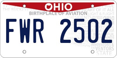 OH license plate FWR2502