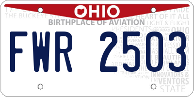 OH license plate FWR2503