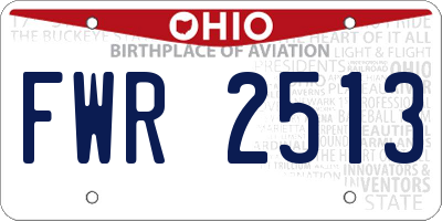 OH license plate FWR2513