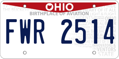 OH license plate FWR2514