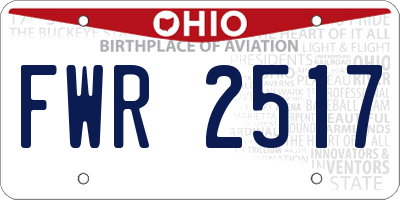 OH license plate FWR2517