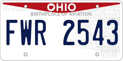 OH license plate FWR2543