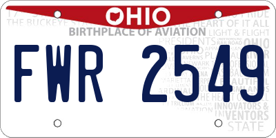 OH license plate FWR2549