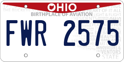 OH license plate FWR2575