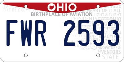 OH license plate FWR2593