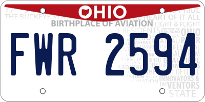 OH license plate FWR2594