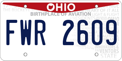OH license plate FWR2609