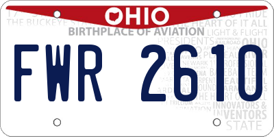 OH license plate FWR2610