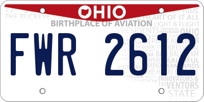 OH license plate FWR2612