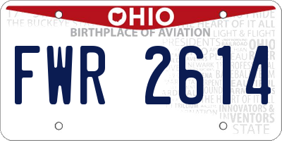 OH license plate FWR2614