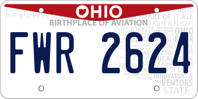 OH license plate FWR2624