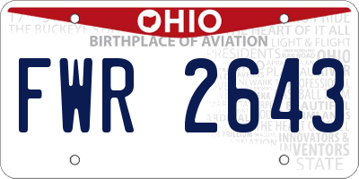 OH license plate FWR2643