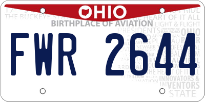 OH license plate FWR2644