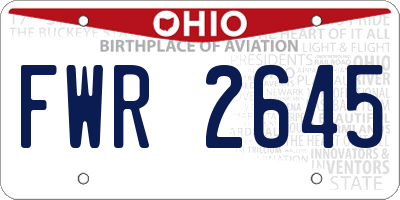 OH license plate FWR2645
