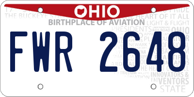 OH license plate FWR2648