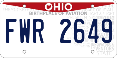 OH license plate FWR2649