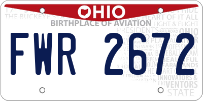 OH license plate FWR2672