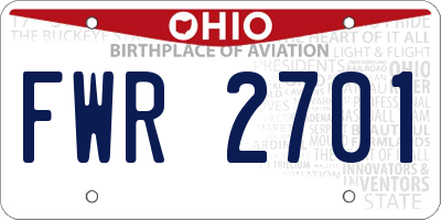 OH license plate FWR2701