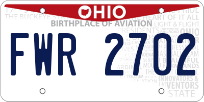 OH license plate FWR2702