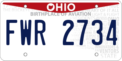 OH license plate FWR2734