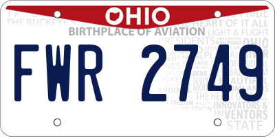 OH license plate FWR2749