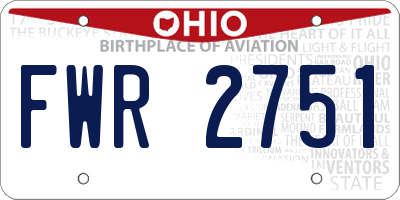 OH license plate FWR2751