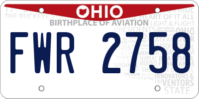 OH license plate FWR2758