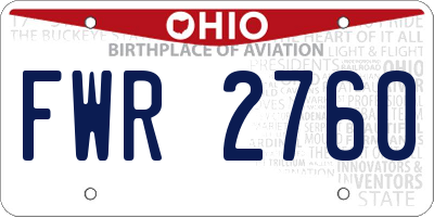 OH license plate FWR2760
