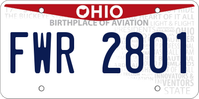 OH license plate FWR2801