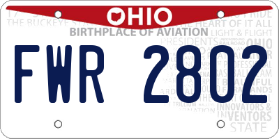 OH license plate FWR2802
