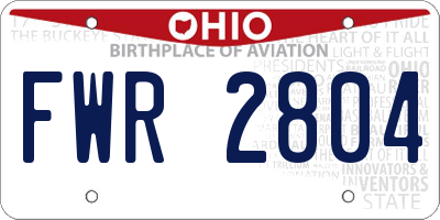 OH license plate FWR2804