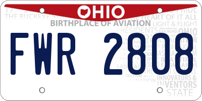 OH license plate FWR2808