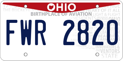 OH license plate FWR2820