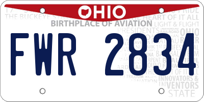 OH license plate FWR2834