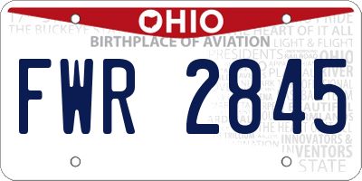 OH license plate FWR2845