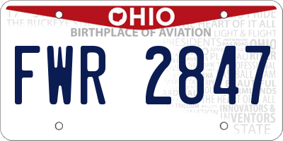 OH license plate FWR2847