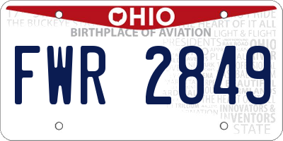 OH license plate FWR2849