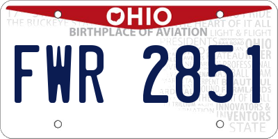 OH license plate FWR2851